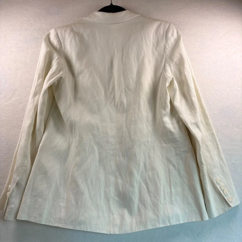 Vince Womens Off White Linen Blend Shawl Collar Single Button Blazer Size 8